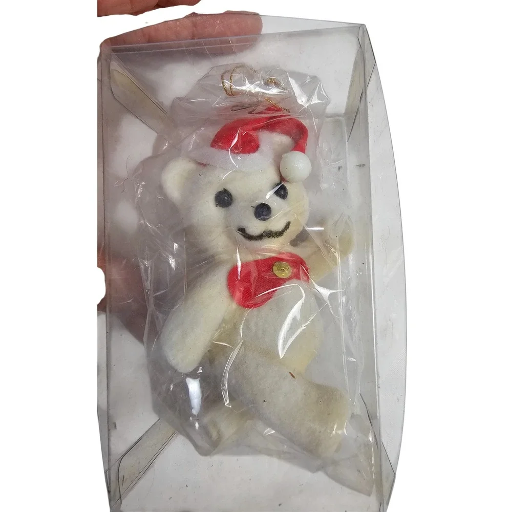 Lot of 15‎ Vtg Style Flocked Teddy Bear Christmas Ornaments Individually Boxed